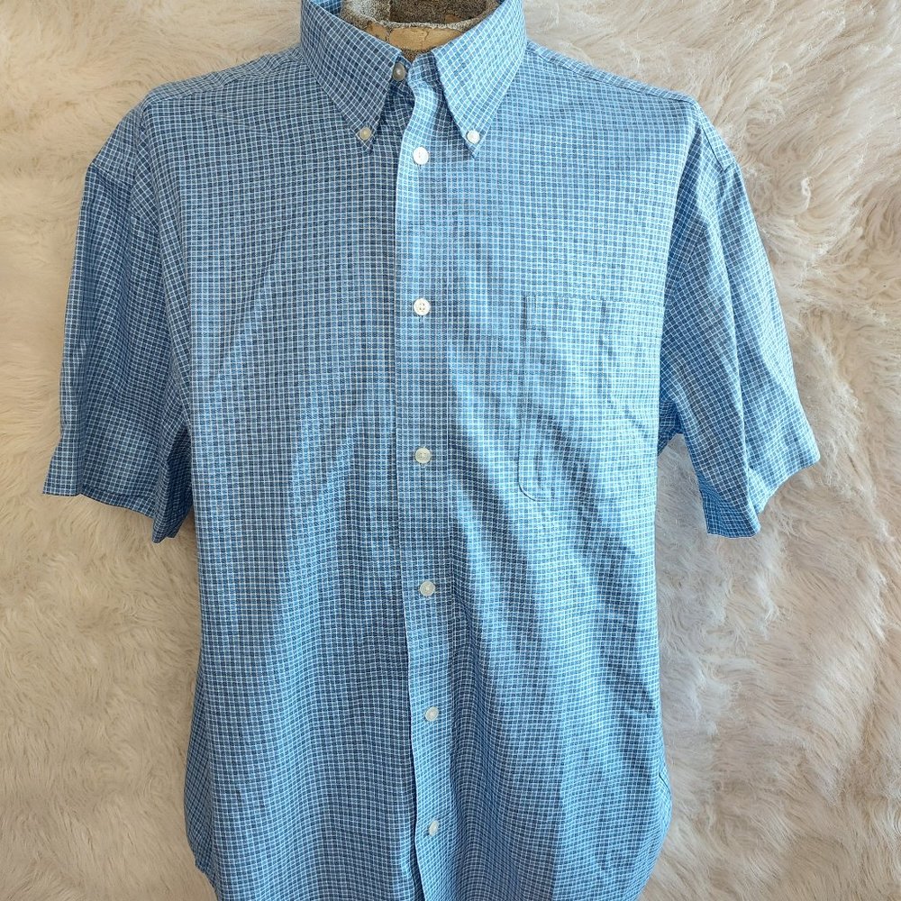 Kirkland Men's Blue Plaid Non Iron Signature Button Down Collared Shirt Size XXL